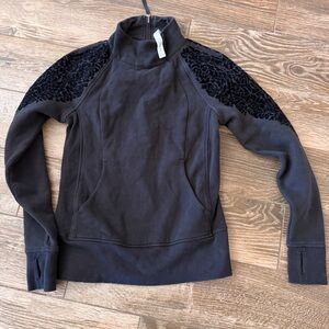 Lululemon vintage flocked velour pull over sweatshirt with zipper 4